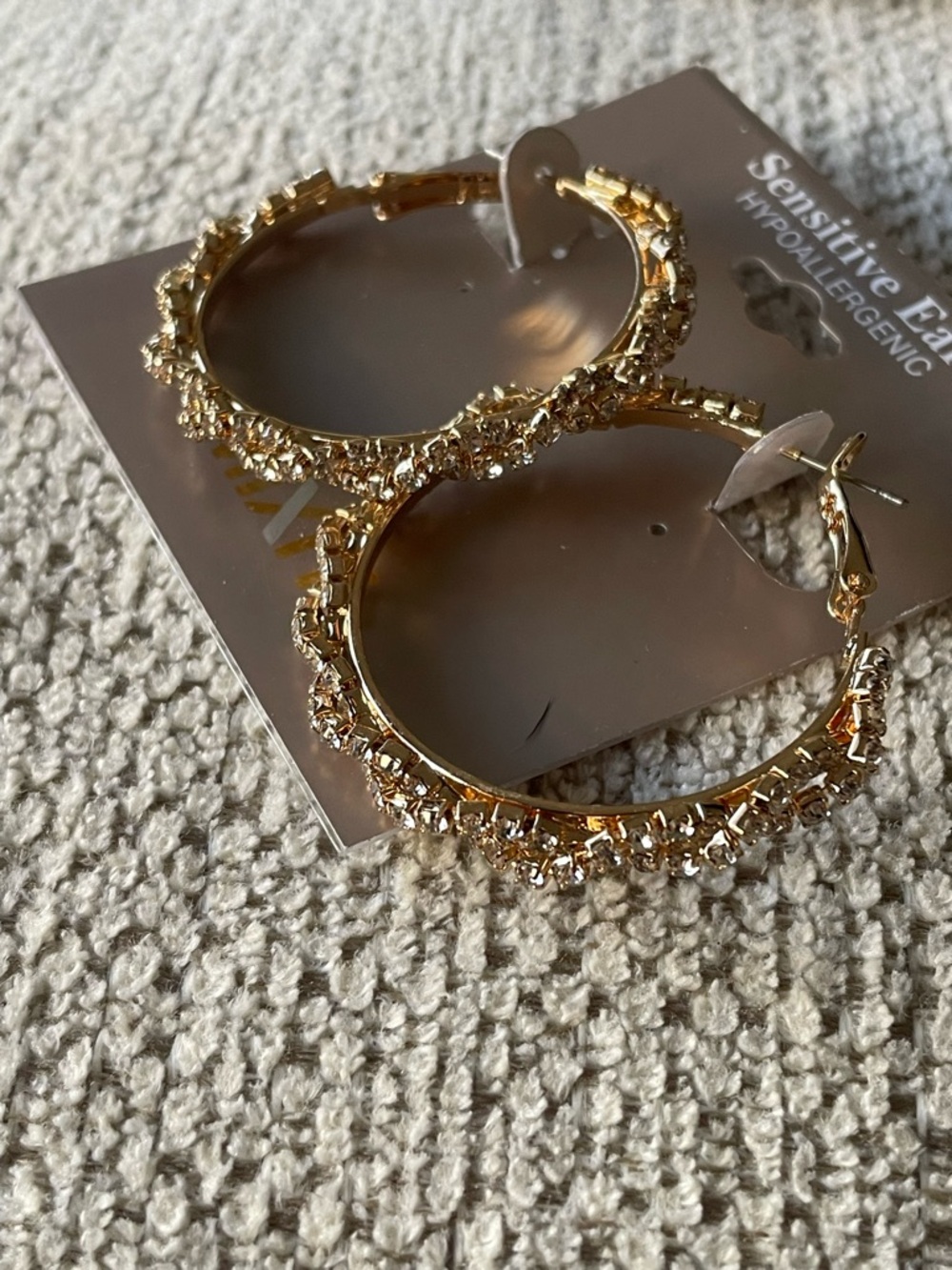 Gold Crystal Hoop Earrings - Women Jewelry